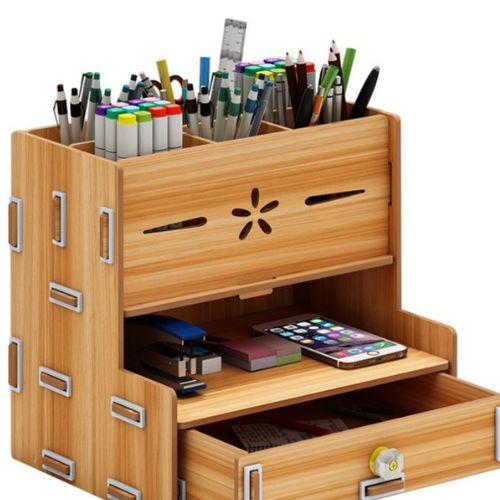 Personalized Multi-compartment Wooden Desk Organiser