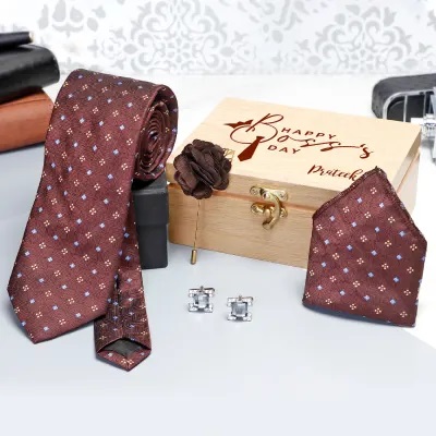 Paisley Print Necktie Set in Personalized Gift Box